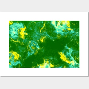 Green and Yellow Abstract Pattern Posters and Art